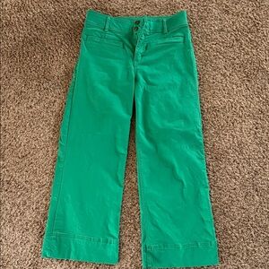 Draper James Wide-Leg Kelly Green Crop Pants